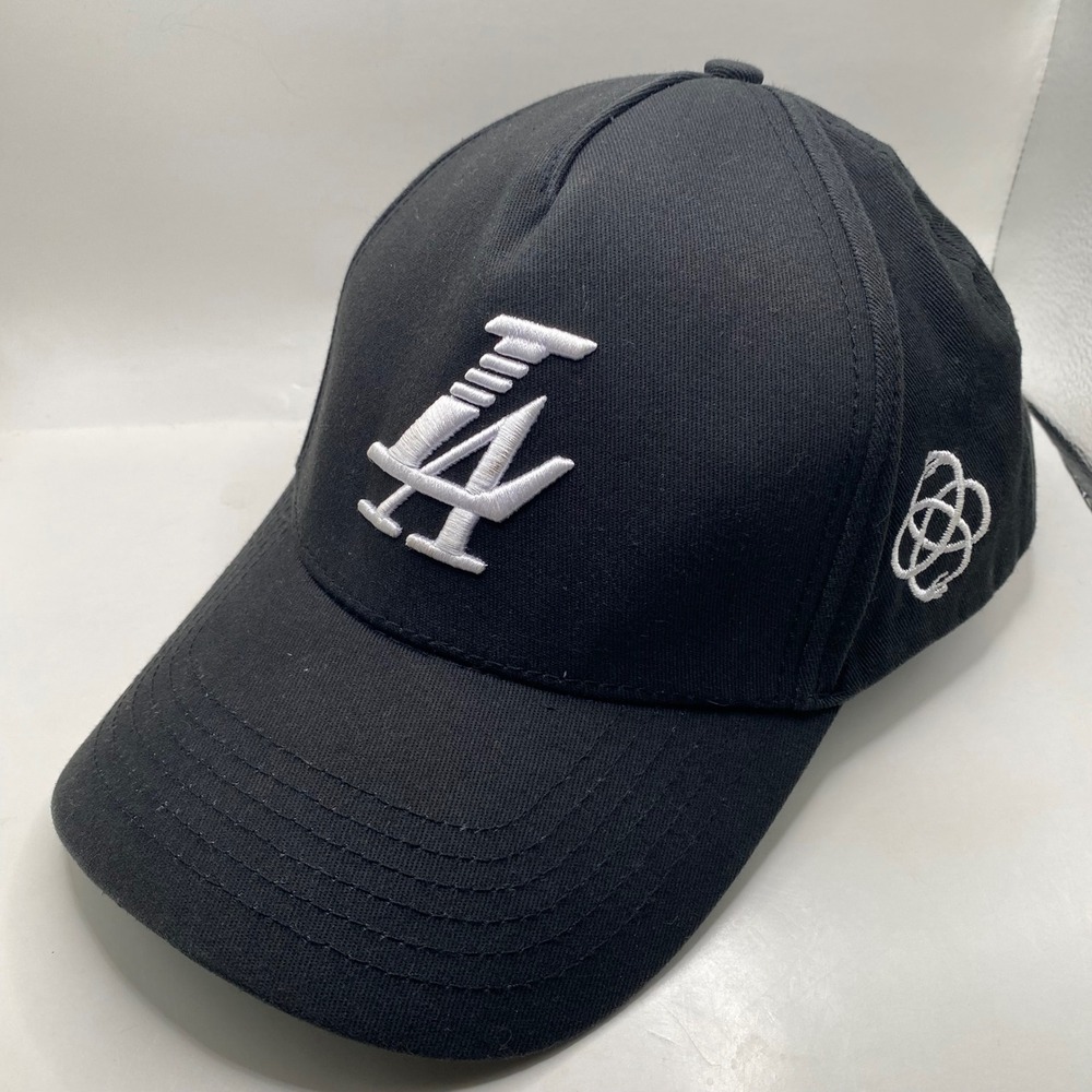 LA Reference Palm Tree Snapback Hat Men OS Black Cotton Embroidered Streetwear